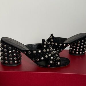 Marc Jacobs Black Suede Sandals with Silver Studs